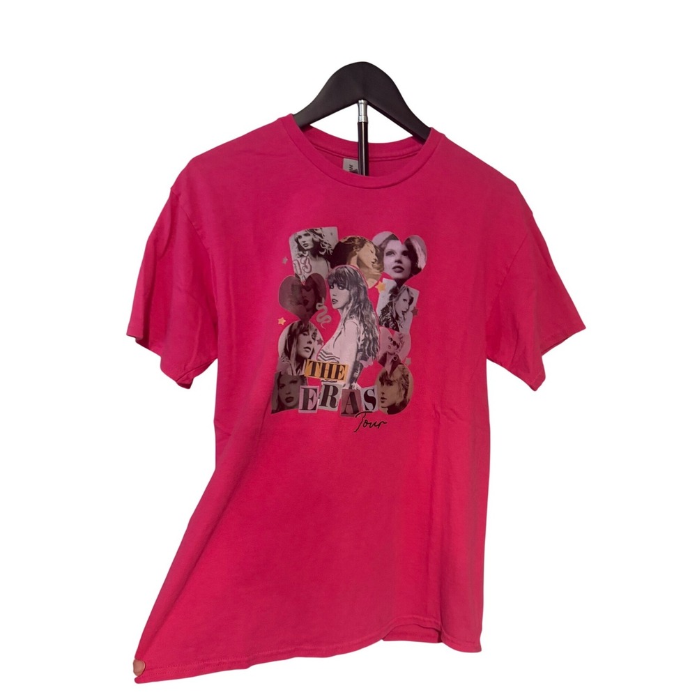 Taylor Swift The Eras Tour Hot Pink Graphic T-Shirt Youth XL Gildan Concert Tee